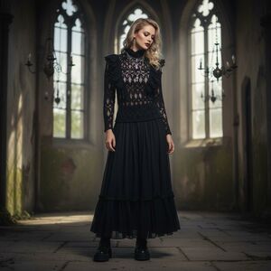 Gothic Crochet Ruffled Sheer Top S Whimsigoth Fairy Edwardian Ethereal Romantic